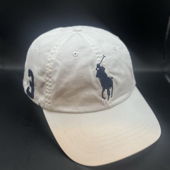 Vintage Polo Ralph Lauren Big Pony Strap Back Adjustable White Hat Cap - Picture 1 of 5